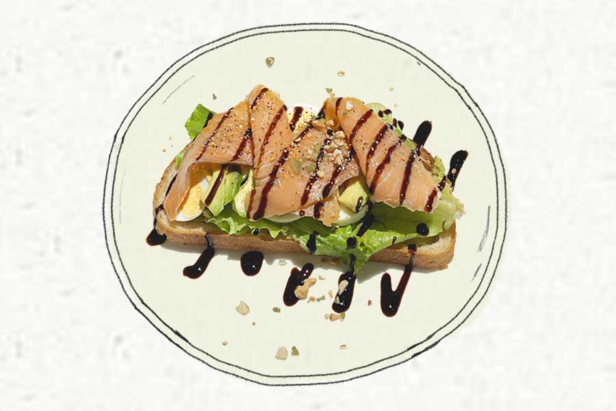 燻鮭魚酪梨開放三明治